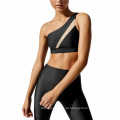 Roupas de ginástica Pressione o forte suporte de um ombro Strappy Women Sports Sports e Leggings Conjuntos